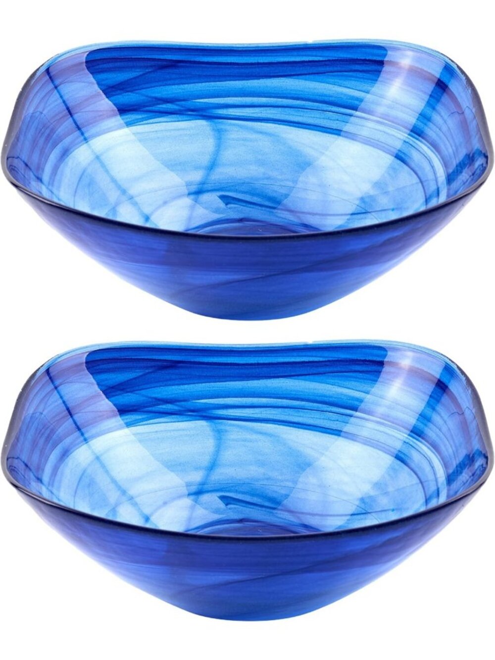 Set of 2 Cobalt Blue Alabaster Glass Decorative Bowls - 6” Candy Dish & Home
